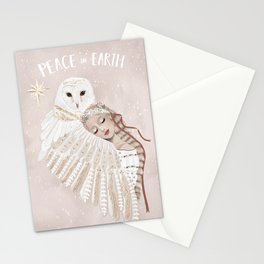 Folk owl Christmas Card Stationery Cards