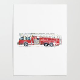 Fire truck print firetruck Kids Poster