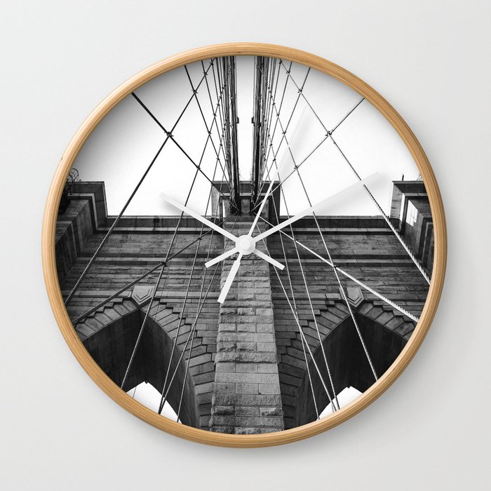Brooklyn Bridge Minimalist | Black and White Photography Wall Clock