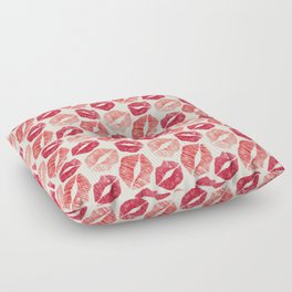 Pattern Lips in Red Lipstick Floor Pillow
