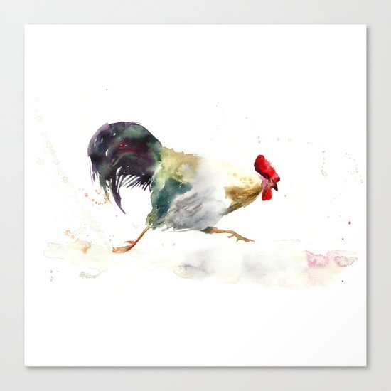 Symbol of 2017 Year, watercolor rooster, cock, cockerel Canvas Print