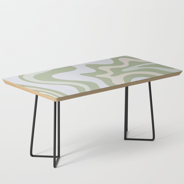 Liquid Swirl Contemporary Abstract Pattern in Light Sage Green Coffee Table