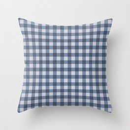 Gingham Pattern - Classic Blue Throw Pillow | Blue, Western, Simple, Denim, Graphicdesign, Minimalist, Gingham, Classic, Geometric, Pattern 