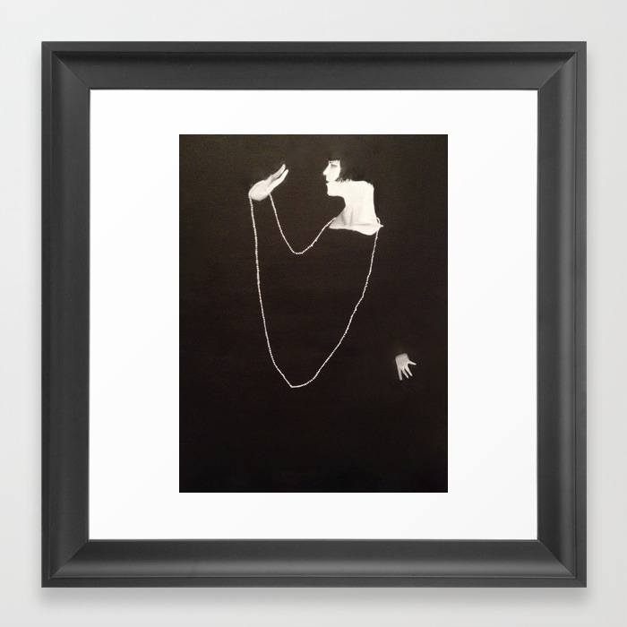 Vintage 1920 S Flapper Painting White On Black Background With