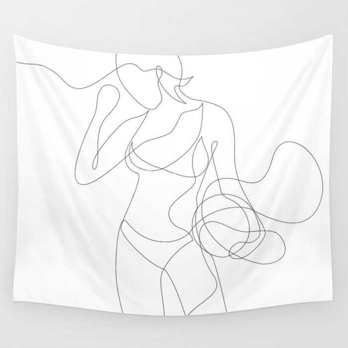 Woman with Basketball Wall Tapestry
