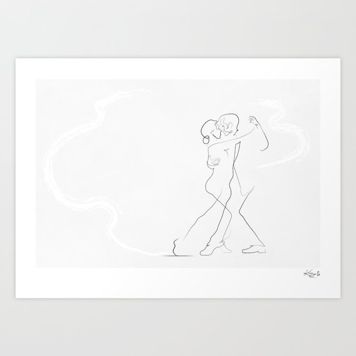 Tango I Dancer Line Drawing Art Print By Kerrykg Society6