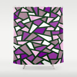 Black Geometric Abstract Pattern Purple Lilac Pink White Shower Curtain