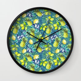 Tropical Pineapples & lemons cocktail Wall Clock