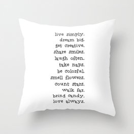 Live simply Throw Pillow