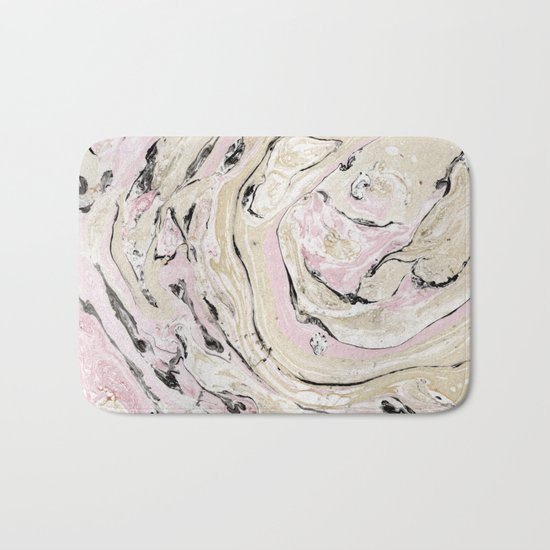 Pink and gold marble Bath Mat