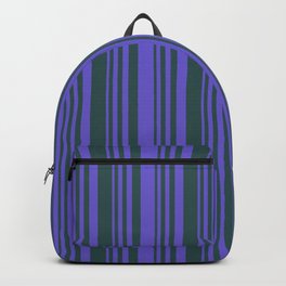 [ Thumbnail: Slate Blue and Dark Slate Gray Colored Lines/Stripes Pattern Backpack ]