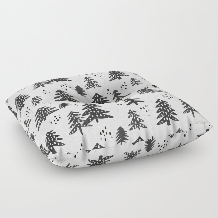 Christmas Trees Pattern – Black Floor Pillow