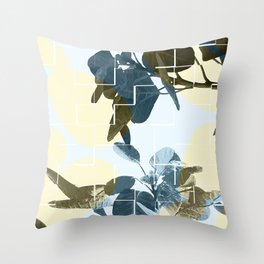 Tropical Leaves Blue Throw Pillow