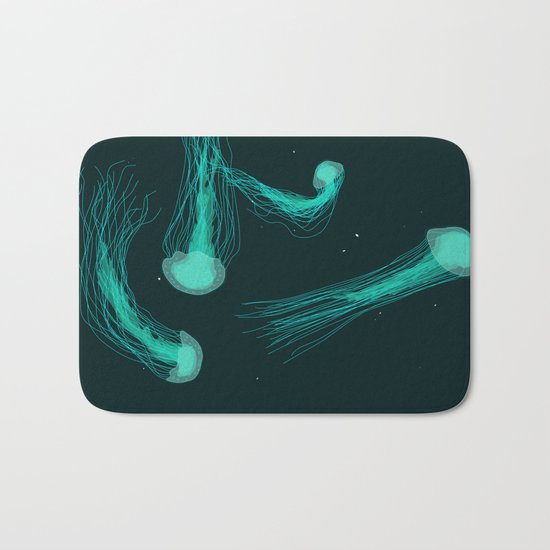 Jellyfish chilling Bath Mat
