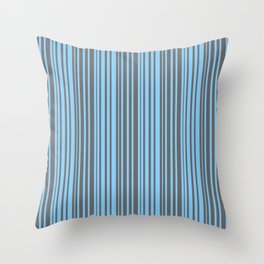 [ Thumbnail: Dim Gray and Light Sky Blue Colored Striped/Lined Pattern Throw Pillow ]
