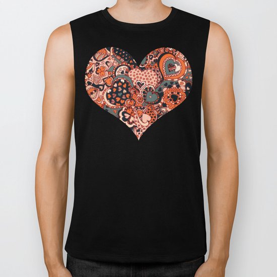 Doodle hearts Biker Tank