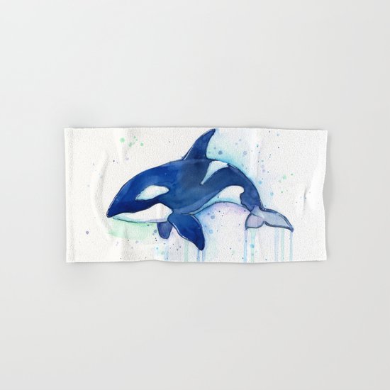 Killer Whale Orca Watercolor Painting Animal Art Hand & Bath Towel