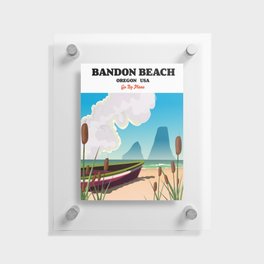 Bandon beach, oregon, USA seaside travel poster. Floating Acrylic Print