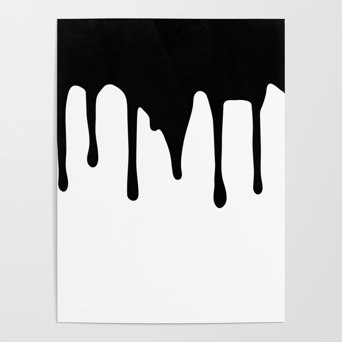 Black paint drips on white background Poster