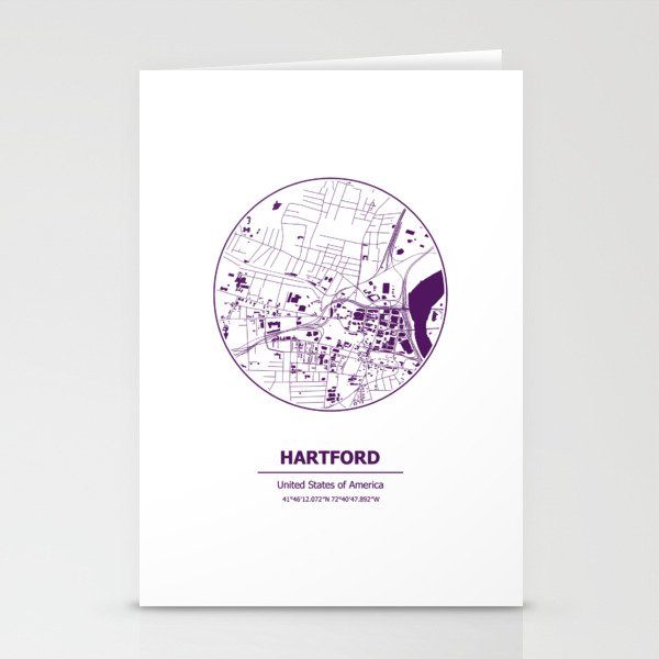 Hartford city map coordinates Stationery Cards by Serenity by Alex