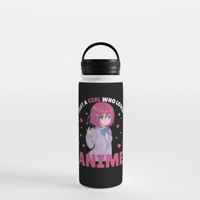 Just A Girl Who Loves Anime Manga Drawing Heart Water Bottle