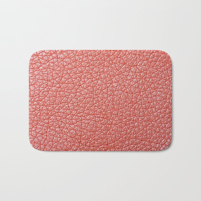 Sample of orange leather upholstery texture Bath Mat