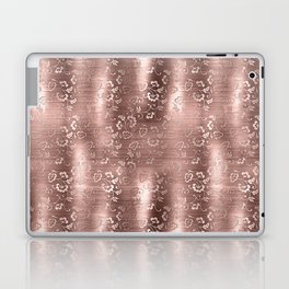 Rose Gold Floral Brushed Metal Texture Laptop Skin