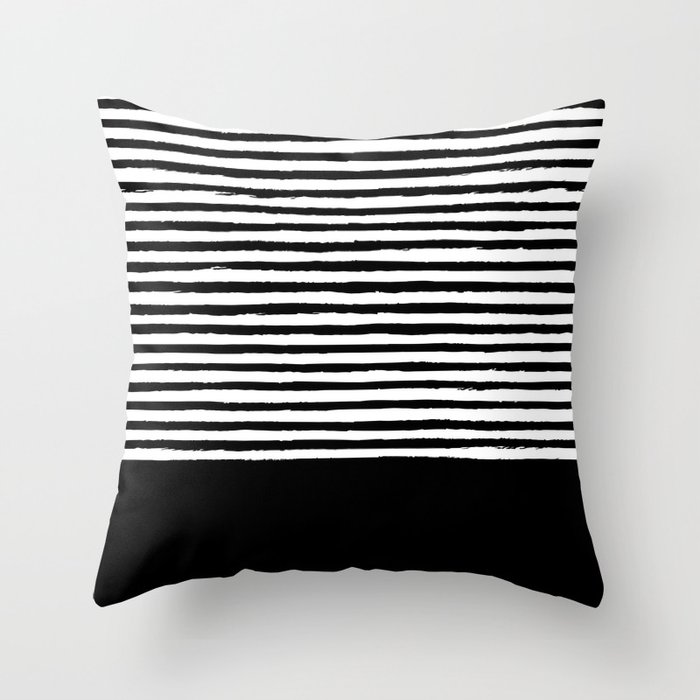 geometric art pattern with medium lines, black and white background Throw  Pillow by Online Arts | Society6
