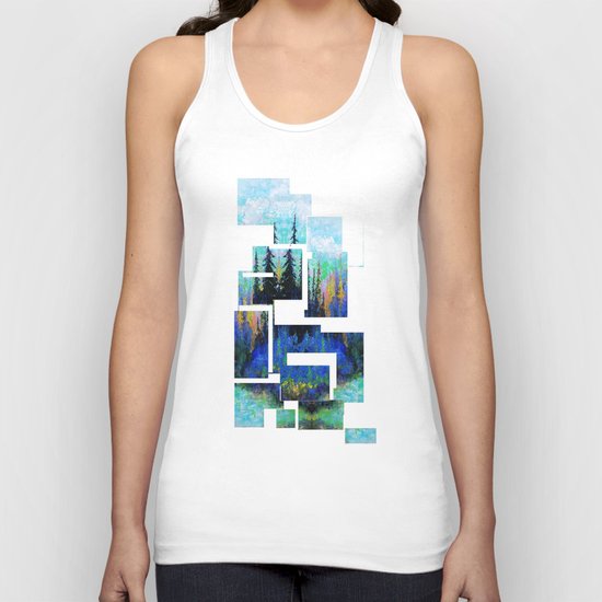 Blue Spruce Island Abstract Art Unisex Tank Top