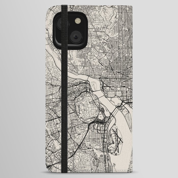 Washington D.C. - Black and White iPhone Wallet Case