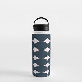 Retro Round Pattern - Dark Blue Water Bottle