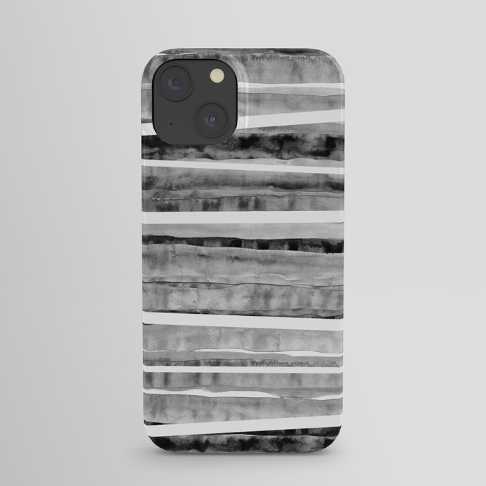 Black&Grey Watercolor Stripes iPhone Case