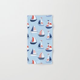 Sailboats in the distance - Blue and Orange Hand & Bath Towel
