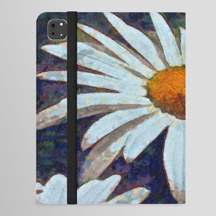 Shasta Daisy with Winged Insects Floral Art iPad Folio Case