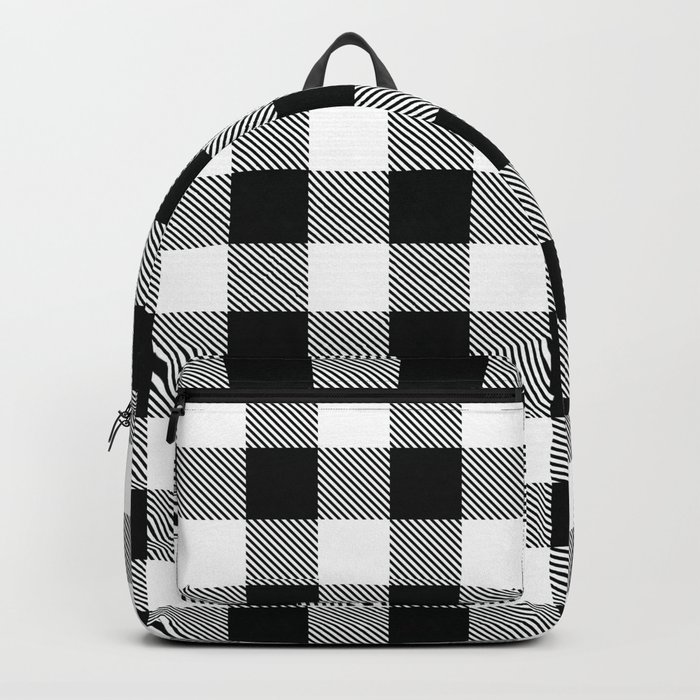 Buffalo Check Black White Plaid Pattern Backpack