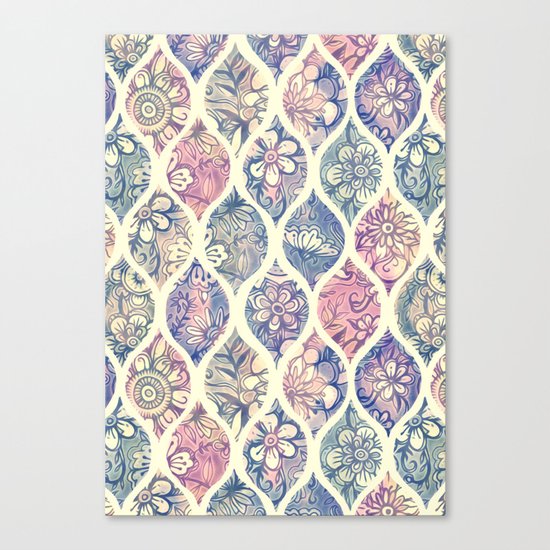 Patterned & Painted Floral Ogee in Vintage Tones Canvas Print