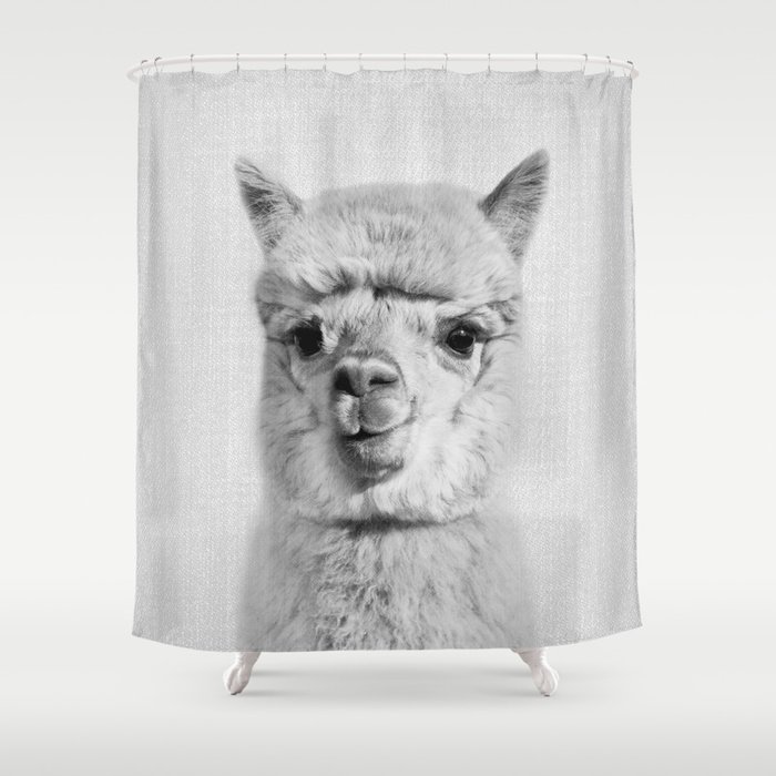 Alpaca - Black & White Shower Curtain