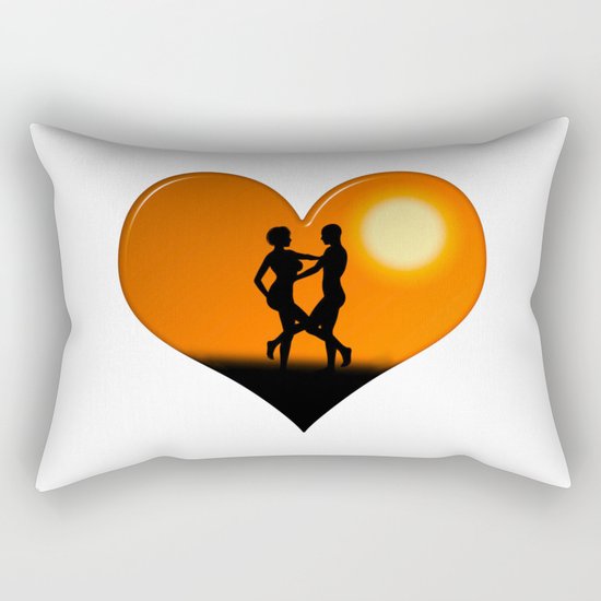 Sunset Dancing Couple Love Heart Rectangular Pillow