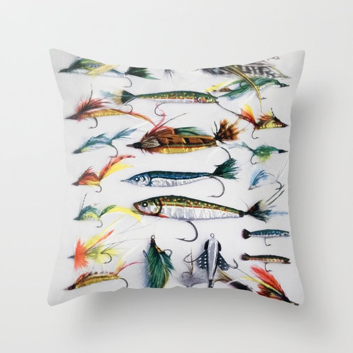 Flies and Lures Throw Pillow