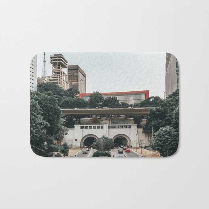 Brazil Photography - Tunnel Going Under Sao Paulo City Bath Mat