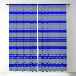[ Thumbnail: Light Slate Gray and Blue Colored Striped Pattern Blackout Curtain ]