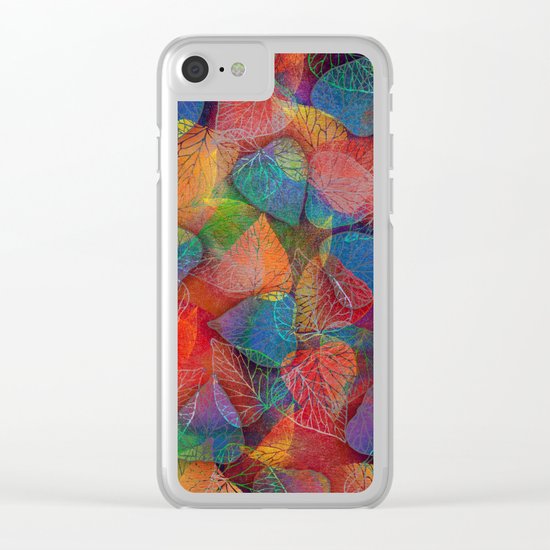 Multicolor Leaves Clear iPhone Case
