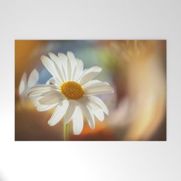 White Gebera in sunset | Macro flower photography | Sunflare and springtime Welcome Mat