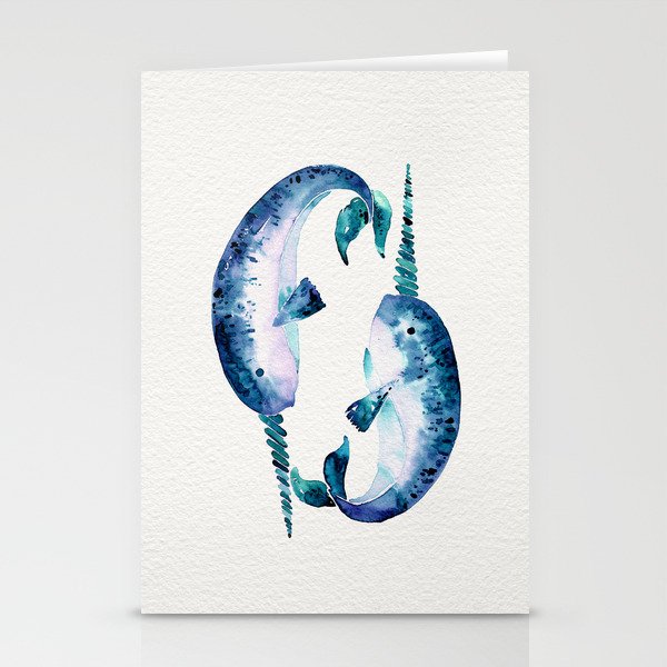 Blue Narwhals Stationery Cards