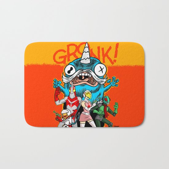 the Cryptid Crew VS Uncle Corny Kaiju Bath Mat