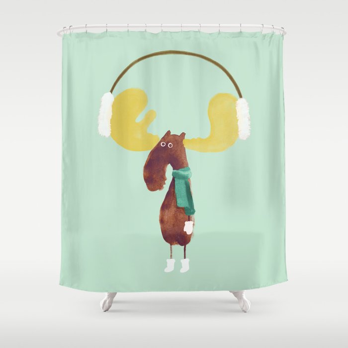 This moose is ready for winter Shower Curtain