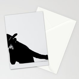 Smooth criminal; woman in all black and a black hat fashion & glamour female black and white photograph - photography - photographs Stationery Card