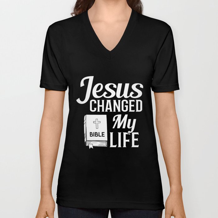 Jesus Bible Cross Nazareth Study Quotes V Neck T Shirt