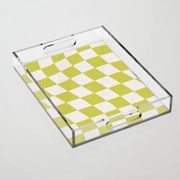 Warped Check Pattern Lime Acrylic Tray