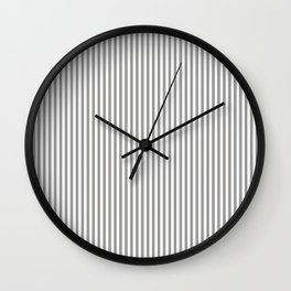 Charcoal Grey and White Micro Vertical Vintage English Country Cottage Ticking Stripe Wall Clock